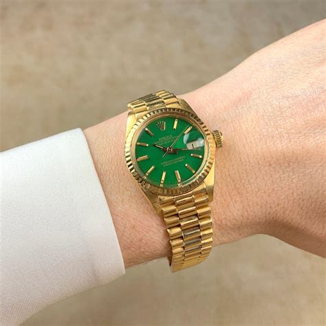 fake rolex green face|rolex green face women.